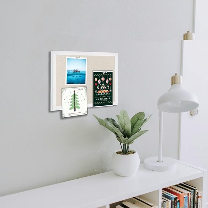 Linen Bulletin Board,Cork Board for Walls,10.2"x14.2"Small Bulletin Boards,Pin Board for Home Kitchen Office Decorative,Fabric Bulletin Board(WH-2636)