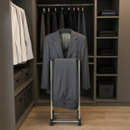 Proman Products Twin Valet with Wooden Hanger Tray & Trouser Bar, Black