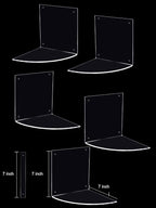 5 Tier Corner Shelf Wall Mount Floating Acrylic Corner Shelves Easy to Assemble Corner Bookshelf, Plant Shelf Wall Organizer Storage for Bedroom, Bathroom, Kitchen, Office, Home, Living Room(Clear)