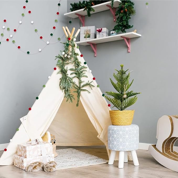 3PCS/Set Boho Tassel Garland,BetterJonny Boho Tassel Garland Wall Hanging Decor Pastel Banner with Wood Beads and 2Pcs Pom Pom Felt Ball for Home and Outdoor Decor