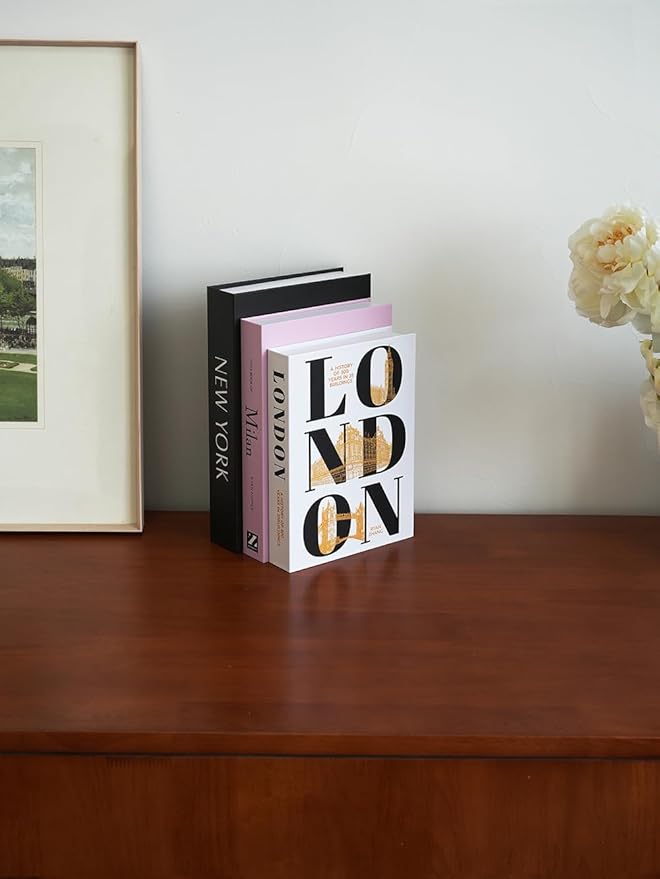 3 PCS Faux Decorative Books for Home Decor-Coffee Table Books Decor-Aesthetic Fake/Faux Books for Decoration,libros Decoration for Coffee Table, Shelf Accessories (3-Mix-MilanNewYorkLondon)