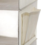 Leinuosen 4 Pack 3 Tier Hanging Closet Organizer Foldable 3 Shelf Closet Hanging Shelves with Side Pockets and Sturdy Hooks for Wardrobe Rv Nursery Small Closets Natural Beige