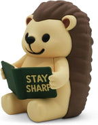 Little Readers – Cute Figurines for Bookshelves, Desks, Terrariums & Home Decor – Book-Loving Animal Statues - Hedgehog
