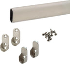 Custom cut to size (12-92 inches) oval closet rod with choice of end support (Satin Nickel)