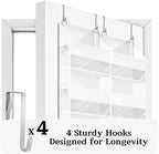 Over The Door Organizer 6 Tiers, Extra Large Behind Door Storage of 12 Compartments, 80 lbs Weight Capacity Hanging Storage Organizer with Clear Window Kids Toys, Shoes,Diapers, Room Storage, White