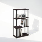 Furinno Turn-N-Tube Book Shelf, 4-Tier Bookshelf, Bookcase with Multipurpose Compact Display Rack, 11.6 x 23.6 x 43.2, for Living Room, Bedroom, Home Office, Dark Walnut