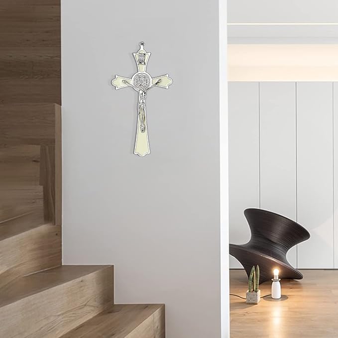 VINETEN Saint Benedict Enamel Crucifix - Crucifix Wall Cross Metal Wall Art-8 Inch Cross Give Blessing and The Spiritual Sacred:Faith Gift for your Acquaintances