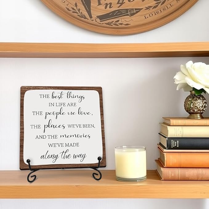 5” Motivational Wooden Sign Decoration - The Best Things In Life Are The People We Love - Rustic Wood Plaque Decor For Home Office Desk Shelf Decor Inspirational Gifts For Women Men - A18