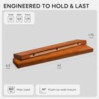 Homeforia Oak Floating Shelves 42 inch Long, High End Solid Real Wood 42inch Floating Shelves for Wall Mounted, Honey Oak Wooden 42in Floating Shelf, Heavy Duty Bracket, 42 X 6.5 X 1.75 in, Set of 3