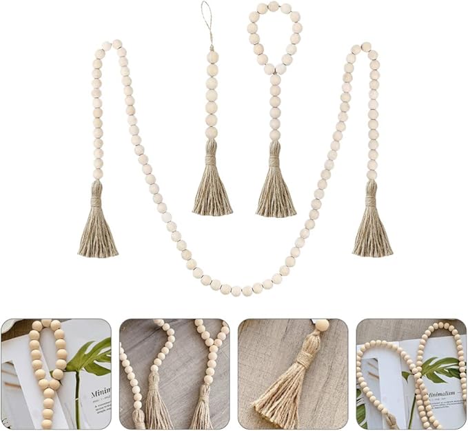 Home Decoration Bead Tassel String Wooden Beads Tassels Wall Hanging Decor Garland