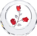 LONGWIN Crystal Tulips Flower Figurines with a Outer Circular Ring, Glass Spring Bouquet Collectible Figurines Home Decor Ornaments Ruby