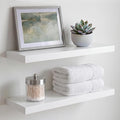 Homeforia White Floating Shelf 20 inch, High End Solid Real Wood 20inch Bathroom Floating Shelves for Wall Mounted, White Wooden 20in Floating Shelves, Heavy Duty Bracket, 20 X 6.5 X 1.75 in, Set of 4