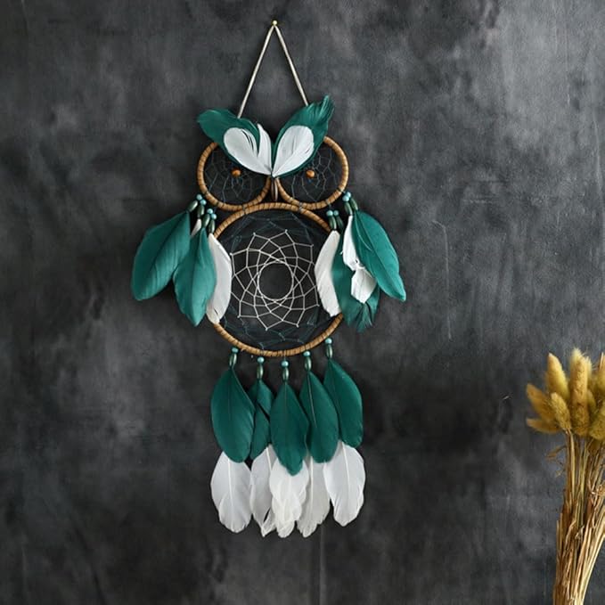Owl Dream Catcher for Kids,Sdjdhej 1Pcs Owl Dream Catcher with Feather Hanging Decorations Home Ornament Birthday Festival Craft Gift for Girls Kids Women
