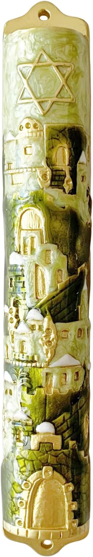 Metal Mezuzah, Exquisite Jerusalem Enamel Mezuzah