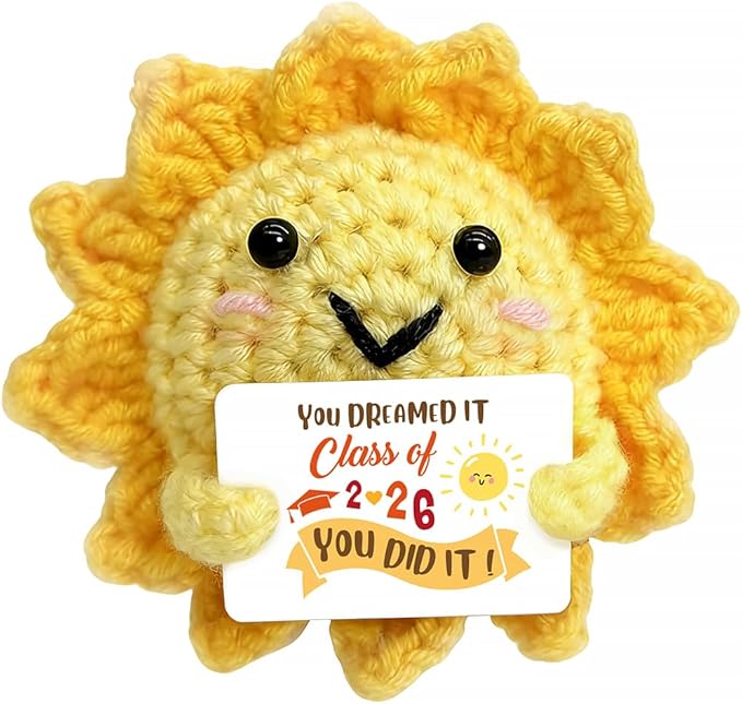 Class of 2026 Graduation Gifts Positive Crochet Sun Doll, Emotional Support Crochet Dolls - Graduation Gifts, College and Masters Graduates Congratulations Present