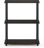 Furinno TURN-N-TUBE Storage Shelves, 3-Tier Book Shelf, Corner Shelf, Toolless Open Shelves, for Organization and Storage, Living Room, Garage, Home Office, Espresso