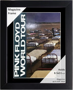 Creative Picture Frames 8.5 x 11 Magazine Frame with Full-Strength Glass, Holds Up To A 1/4" Thick Media with Installed Hangers for Easy Mounting, 11x14 Black Frame with Black Mat