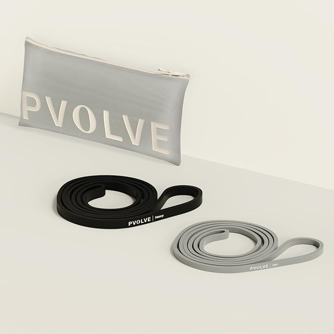 Pvolve Body Band Set – Light & Heavy Resistance Bands with Carrying Case, Adds Up to 35 lbs Load, Full-Body Strength & Tone