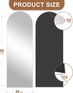 Delma Full Length Mirror, Large Floor Mirror for Wall, Bedroom, Bathroom, Living Room with Aluminium Frame (Stand, Arch 69x24, Silver)