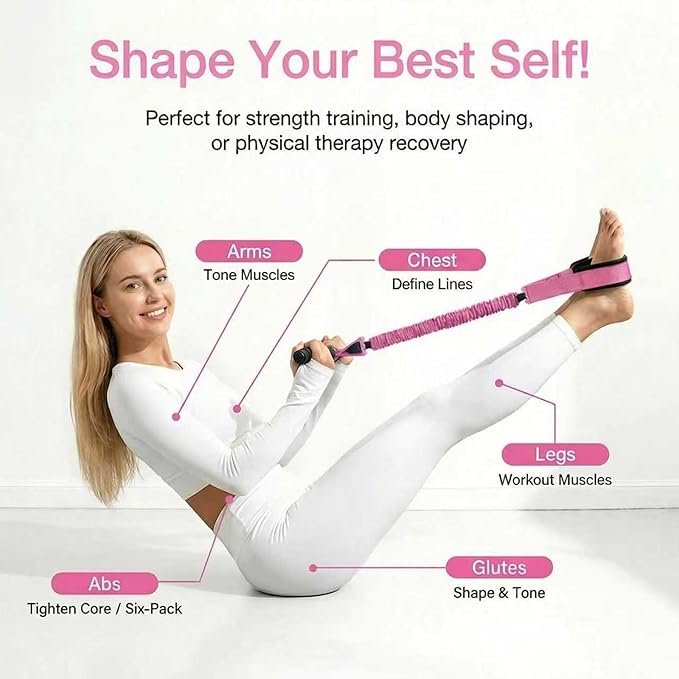 Pedal Resistance Band with Handles, Fabric Non-Slip Foot Pedals for Stable Home Workout, Low-Impact Full Body Exercise Band for Women, Stretching, Strength Training & Daily Mobility
