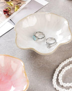 JAMEND CLXP 2PCS White Lotus Leaf Shape Ring Holder Dish, Small Key Bowl, Ceramic Trinket Tray Jewelry Dish Organizing Necklace Earrings for Mom Friend Sister, All Jewelries Are NOT Included, White.