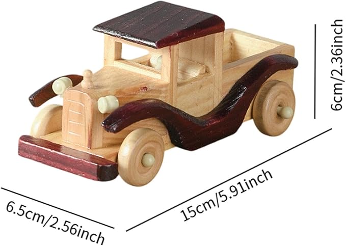 Vintage Car Model,Collectible Vehicle Figurine Gift Toy Novelty Handcrafted Miniature Automobile Wooden Ornament for Friend, Style A