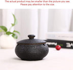 Lependor Ceramic Ashtray with Lids, Windproof, Cigarette Ashtray for Indoor or Outdoor Use，Ash Holder for Smokers,Desktop Smoking Ash Tray for Home Office Decoration - Black