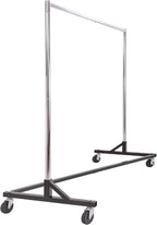Commercial Garment Rack (Z Rack) - Rolling Clothes Rack, Z Rack With KD Construction With Durable Square Tubing, Commercial Grade Clothing Rack, Heavy Duty Chrome Commercial Garment Rack