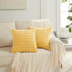 Fancy Homi 4 Packs Decorative Throw Pillow Covers for Living Room Couch Bed, Modern Farmhouse Boho Home Décor Accent Cushion Case, 18" x 18", Yellow