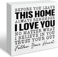 Before You Leave This Home Sign, Heartfelt Family Reminder & Wall Art, Always Remember Signs, I Love You Signs, Wooden Home Decor,Housewarming Gift, Box Sign Decor Tabletop, 5.1x5.1inches
