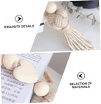 Rope Tassel Beads Wooden Pendant Hanging Ornament for Home Wall Door Decor Boho Style Beaded String Accent