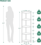 Hzuaneri Corner Shelf Stand, Corner Bookshelf, Storage Standing Shelf Unit with Metal Frame, Plant Stand, Bookcase for Living Room, Home Office, Bedroom, 5-Tier White Gold CS05903A