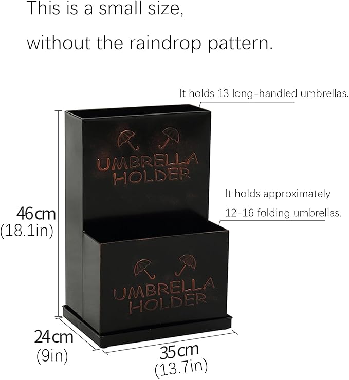 SEIFE Commercial Large Capacity Metal Umbrella Holder Indoor， Can Hold 30 Umbrellas, Tall Umbrella Holder， entryway Umbrella Bucket，for Hotel，Offices，Home(Brown,Medium)
