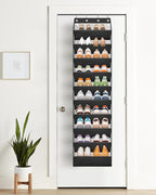 AOODA 10 Tier Clear Over the Door Shoe Organizer Storage, Deep Pockets Large Hanging Shoe Rack for Closet Door, Fit 20 Pairs Shoe Holder Hanger for Sneakers, Boots (Black)