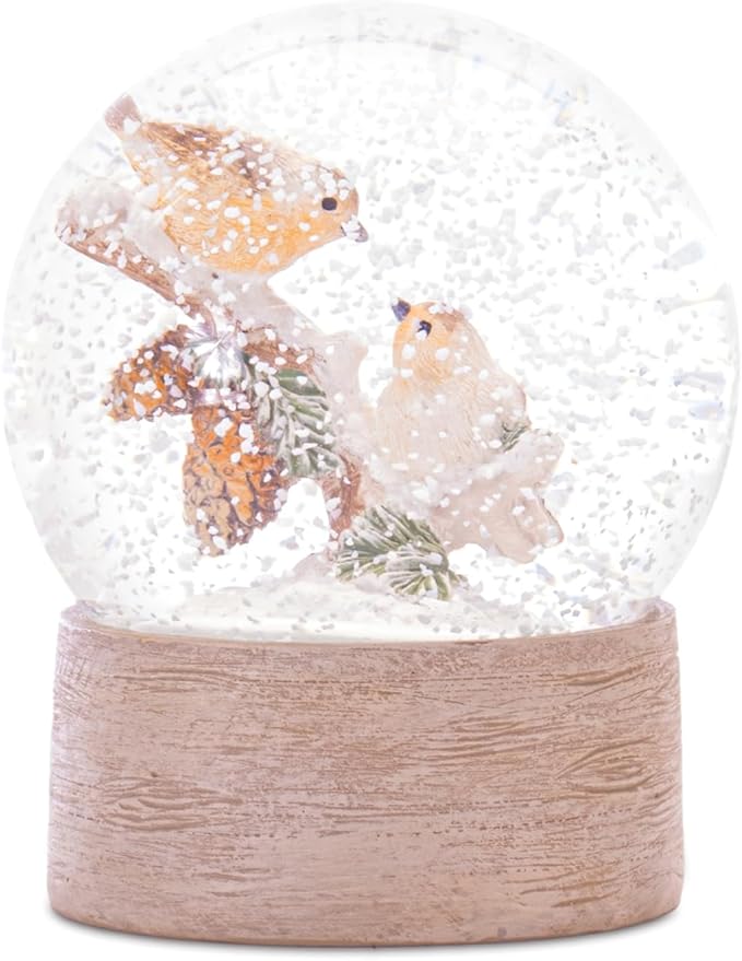 Melrose International Snow Globe w/Birds 4.5" H Resin