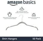 Amazon Basics Slim, Velvet, Non-Slip Shirt Clothes Hangers, Gray/Silver - Pack of 50