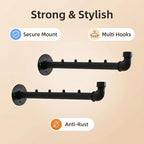 Industrial Wall Pipe Clothes Bar - Heavy Duty Metal Coat Hanger with Hook, Wall-Mounted Garment Holder Racks,Wall Clothing Racks/Hanging Rail, 2Pcs
