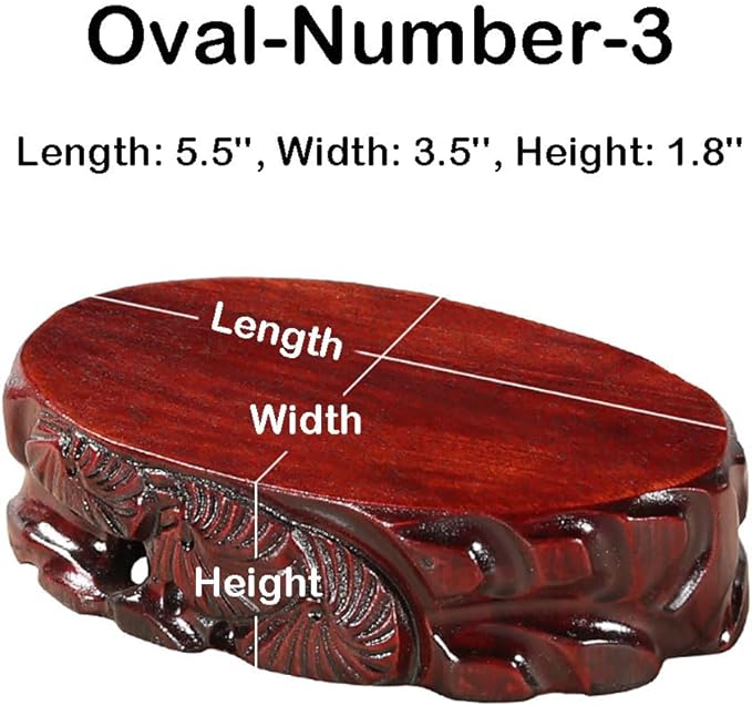 GOLDY&WENDY Chinese Rosewood Wooden Vase Plant Fishbowl Base Oval Solid Wood Carved Stone Buddha Ornament Display Stand Pedestal