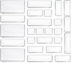 Clear Plastic Drawer Organizer Storage - 25Pcs 4 Size Desk Bathroom Kitchen Organizers and Accessories Office Organization, Vanity Stackable Drawers Bins Trays Containers Dividers Makeup Sets