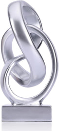 DOVDOV Abstract Silver Knot Sculpture, Geometric Decorative Statue, Silver Accent Piece for Living Room Coffee Table or Bookshelf Surface, Office TV Cabinet or entryway Console Table Decoration.