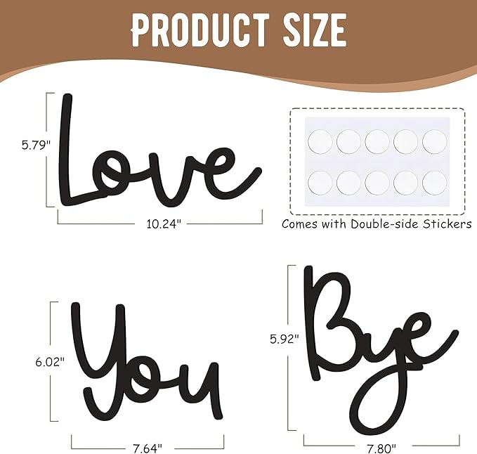 Dripykiaa Wall Decor 31.5" Love You Bye Sign Hanging Hallway Decoration Express Love and Warm for Your Family Lover Wife Husband Hallway Entryway Door Wall Art Boho Decor