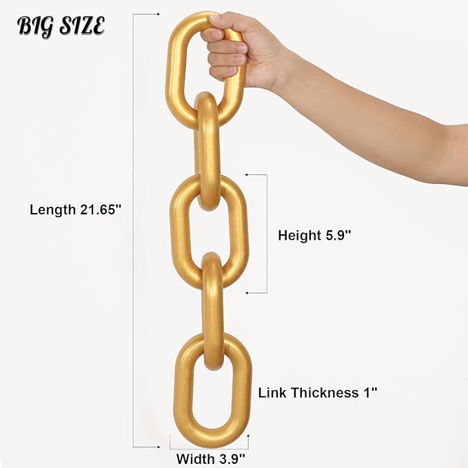 HMASYO Golden Wood Chain Link Decor, 5-Link Wooden Decorative Chain Home Decor Accents, Coffee Table Decor, Shelf Decor Aesthetic, Modern Bookshelf Table Decorative Objects for Living Room