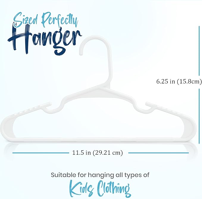 Utopia Home 20 Pack Kids Hangers - 11.5 Inch Plastic Baby Hangers for Closet - Childrens Hanger for Clothes & Infant Hanger for Closet - for Everyday Standard Use (White)