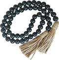 Boho Decor Wood Beads Garland Farmhouse Wall Hanging Decorations Natural Wooden Bead Tassel Decorative for Coffee Table Christmas and Prayer (Black, 39")