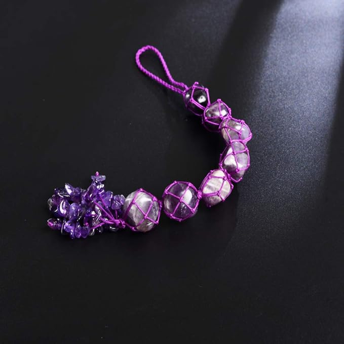Handmade Natural Amethyst Crystal Window Car Hanging Ornaments 7 Chakra Home Decoration Feng Shui Ornament Yoga Meditation Car Decoration Tumbled Palm Stones