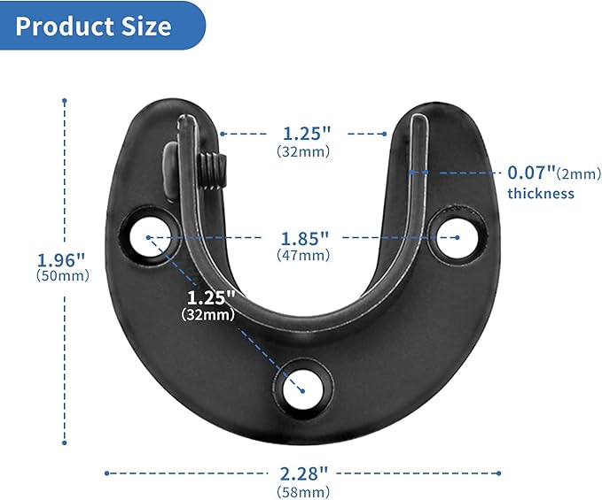 Stainless Steel Closet Rod Bracket, 1-1/4 Inch Diameter Closet Rod Holder 2 Pcs, Heavy Duty Curtain Rod Holder, Black Closet Rod Support with Screws