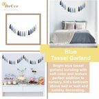 DrCor Dusty Blue Tassel Garland – Boho Classroom Decor for Bulletin Board, Teacher Classroom, Nursery, Kids Room, Back to School, Baby Shower & Birthday Decorations