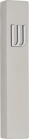 A&S Mezuzot Modern Concrete Mezuzah Case with Scroll, Easy Peel and Stick Mezuza (Grey+ Silver Shin, 6 Inches)