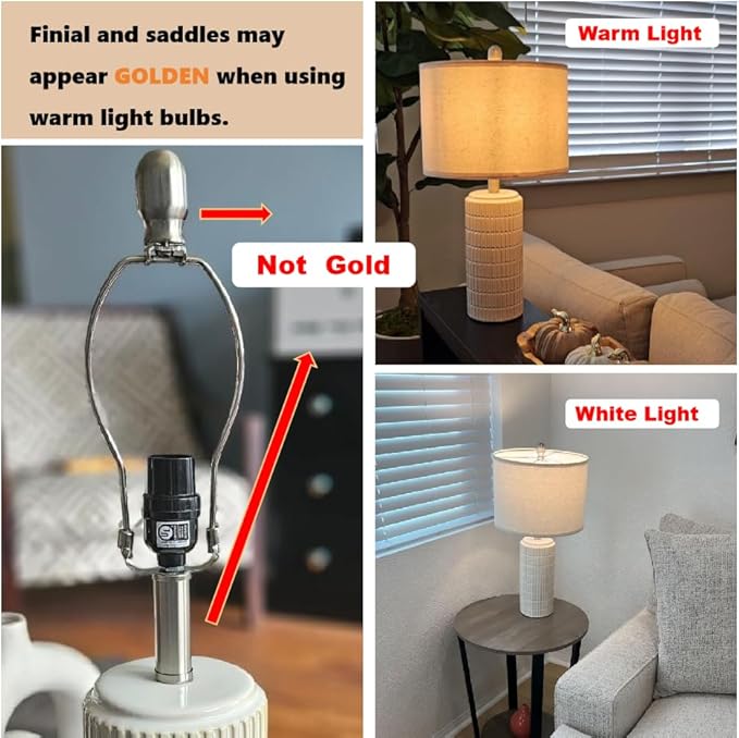 PoKat 23" Modern Ceramic Table Lamp Set of 2 for Living Room White Desk Lamps for Bedroom Farmhouse Bedside Nightstand Lamp House Warming Gifts New Home Decor End Table Lamps Gifts for Women Mom Beige