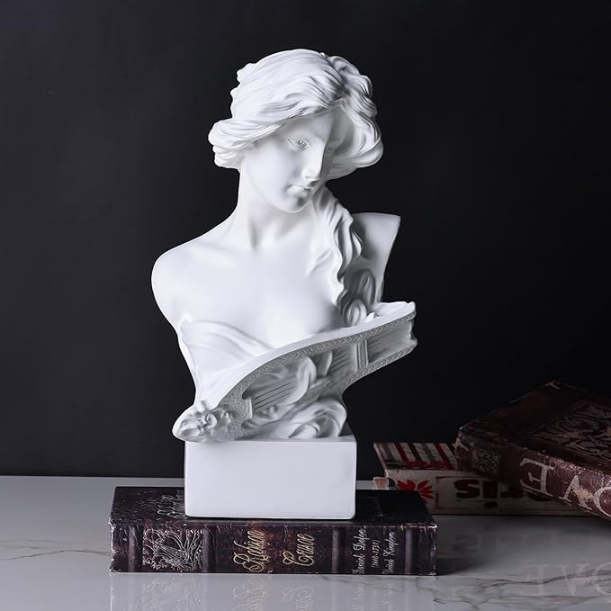 11.8" H Greek Mythology Bust Statue Decor,Artemis Statues Roman Goddess Figurines,Used for Sketch Practice Aesthetics Statues and Sculptures and Indoor Filling Space for Living Room, Bedroom (White)